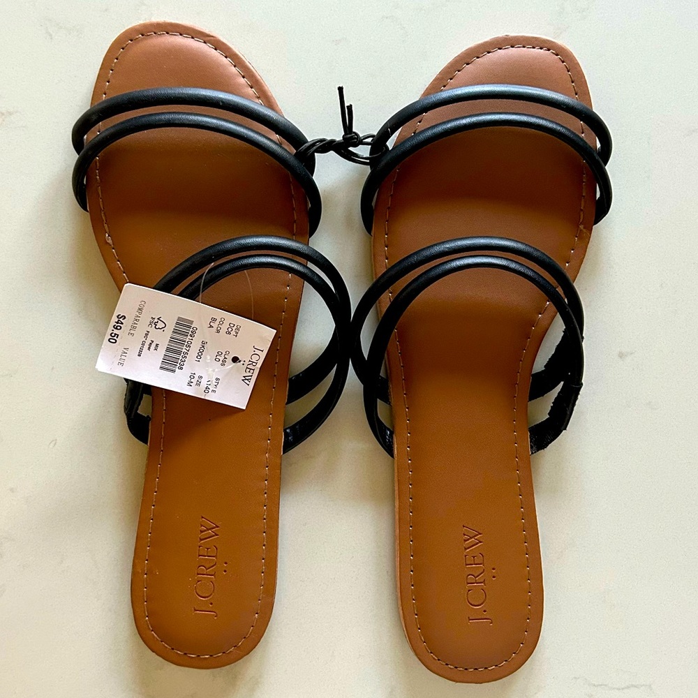 J. Crew Black Seaside Slide Sandals NWT